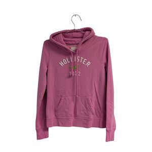 Vintage‎ Y2K Hollister Hoodie Spell Out Logo Preppy Pink Medium